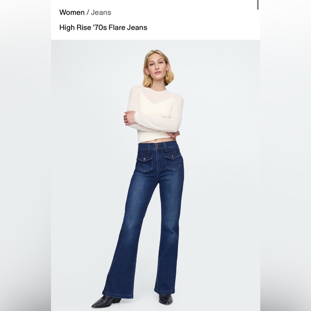 GAP high rise blue 70s flare jeans